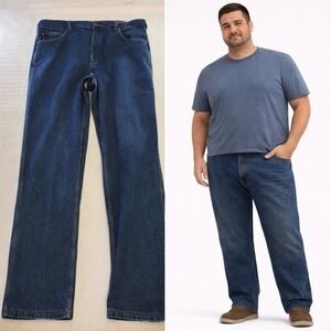 Duluth Trading Co Mens Flex Ballroom Jeans Dark Wash Indigo 42x34 Stretch Denim